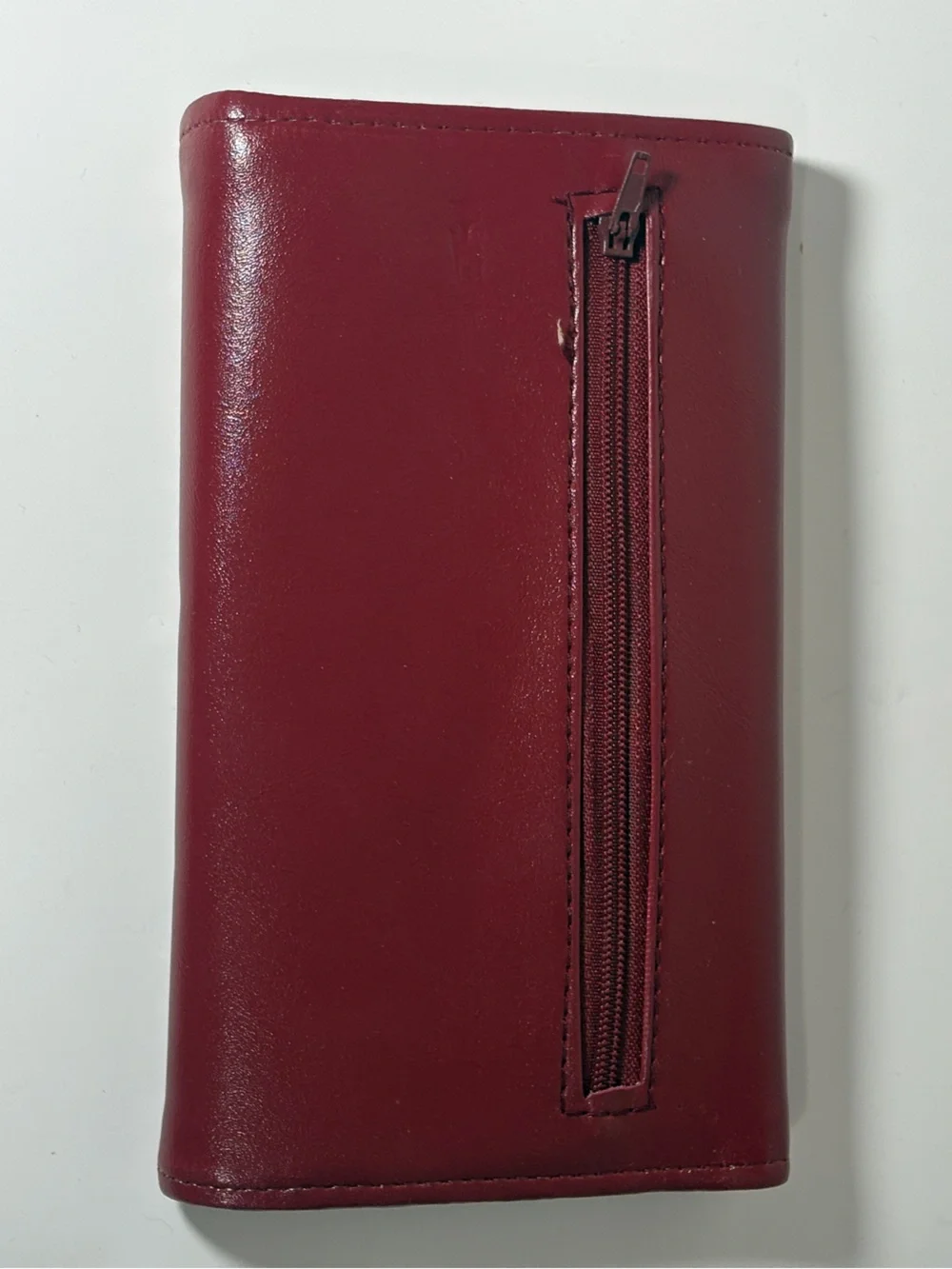 Red SUNY Vintage-Style Wallet – Snap Closure & Zipper Pocket